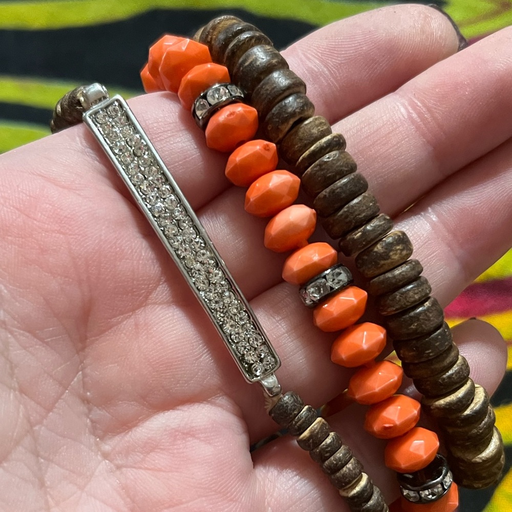 VTG Y2K Boho Beaded Stretchy Costume Jewelry Bracelets Lot of Three - Picture 1 of 4